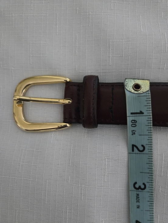 Leather Burgundy Vintage Belt Womens Gold Buckle Classic Minimalist Quiet Luxury - Picture 2 of 7